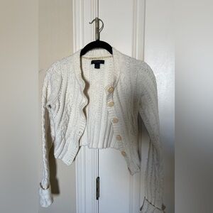Y2K Express Cream Cable Knit Cropped Cardigan used size XS women petite girls